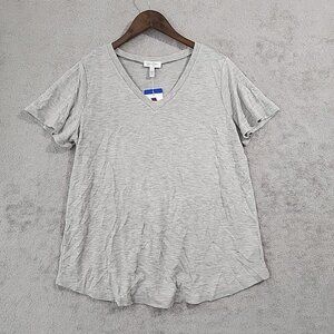 NEW Jessica Simpson Women's Size L Flutter Sleeve Top, Gray